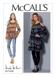 7468 MCCALLS COLD SHOULDER DETAIL LONG SLEEVE TUNIC DRESS PATTERN 14-22 NEW